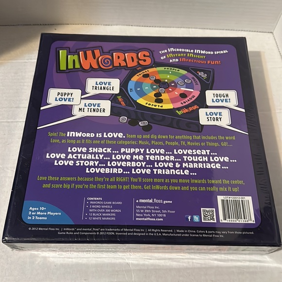 InWords Board Game A Mental Floss Game Word Game 2 or More Players Ages 10+ NEW - Picture 2 of 6